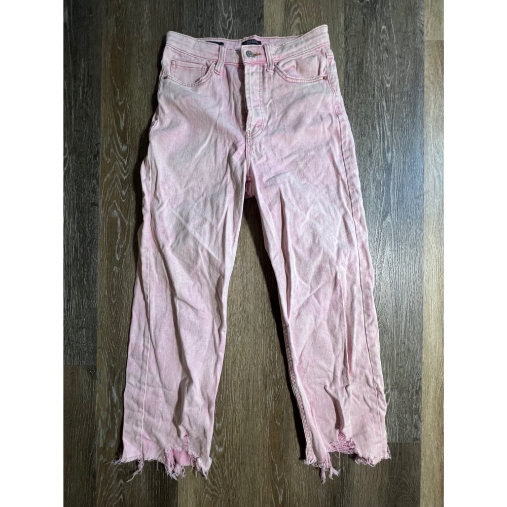 Wild‎ Fable Straight Leg Jeans Womens 4 Pink Good Distressed High Rise Acid Wash